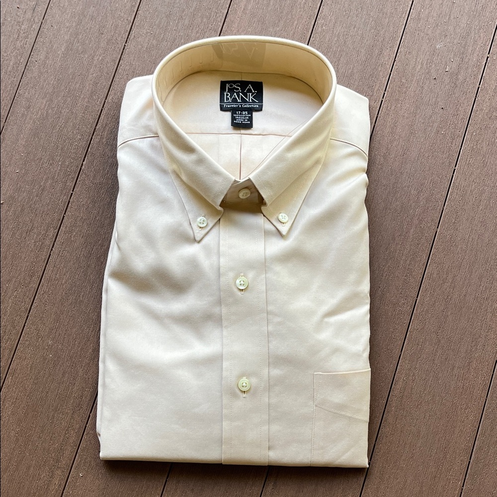 Jos. A. Bank Traveler’s Collection Button-Down Dress Shirt in Ecru